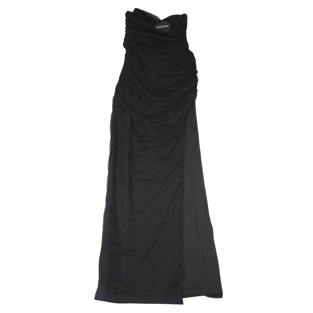 Babyboo Giovanna Maxi Dress Black Ruched Strapless Sweetheart Gown BBF2792-D L